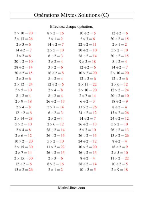 Multiplication et division -- Règles de 2 (variation 1 à 15) (C) page 2
