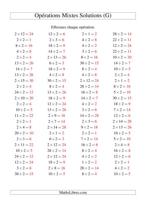 Multiplication et division -- Règles de 2 (variation 1 à 15) (G) page 2