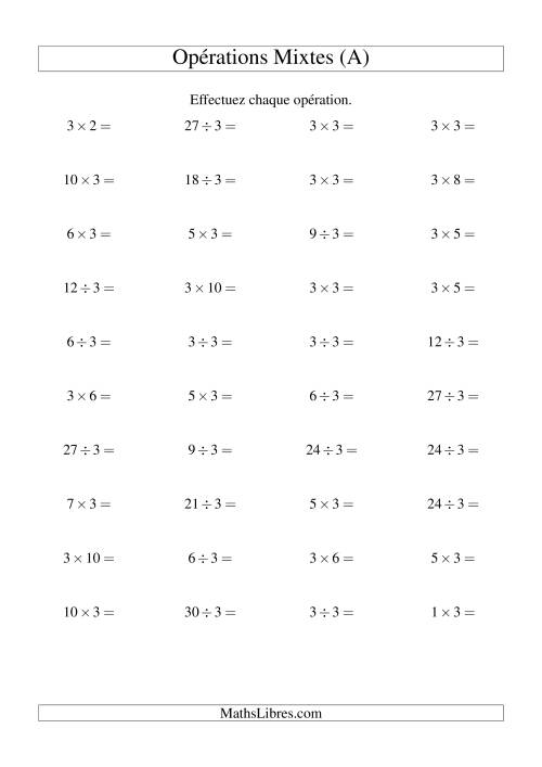Multiplication et division -- Règles de 3 (variation 1 à 10) (A)