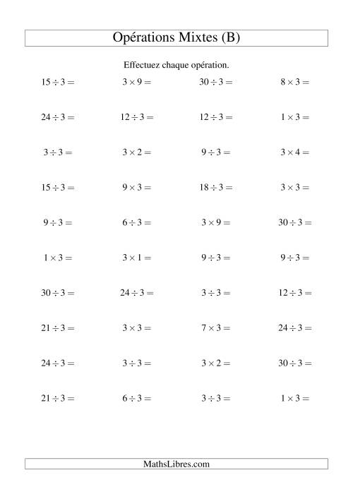Multiplication et division -- Règles de 3 (variation 1 à 10) (B)