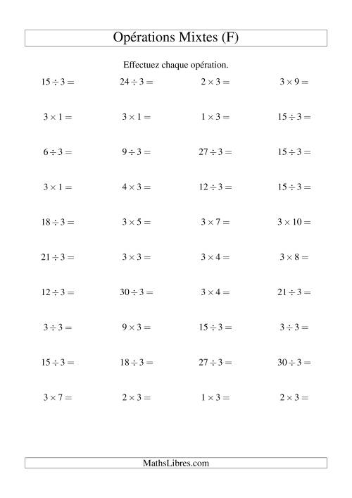 Multiplication et division -- Règles de 3 (variation 1 à 10) (F)