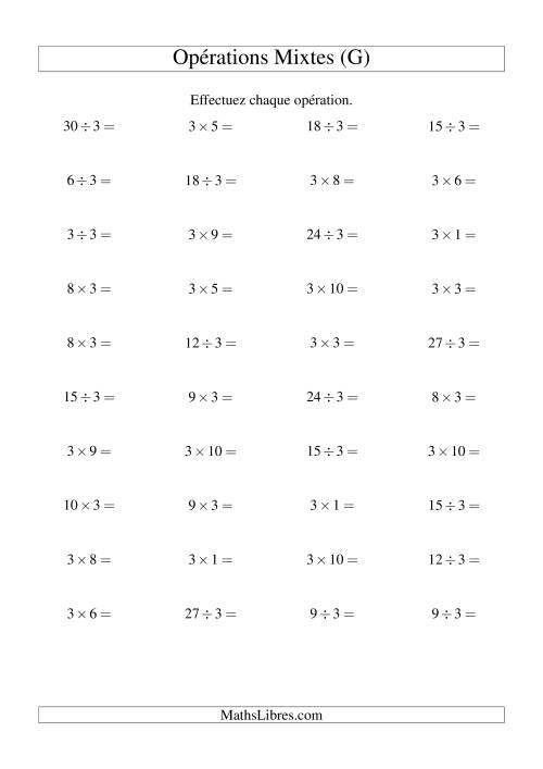 Multiplication et division -- Règles de 3 (variation 1 à 10) (G)