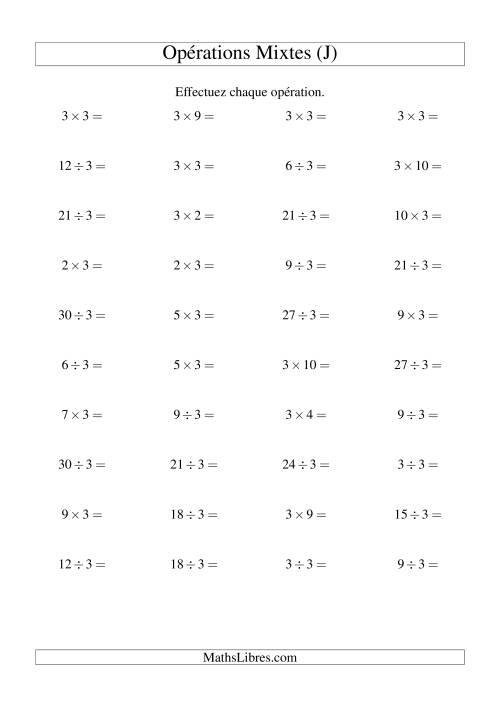 Multiplication et division -- Règles de 3 (variation 1 à 10) (J)