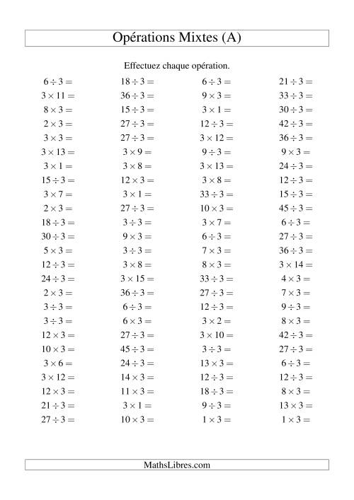 Multiplication et division -- Règles de 3 (variation 1 à 15) (A)