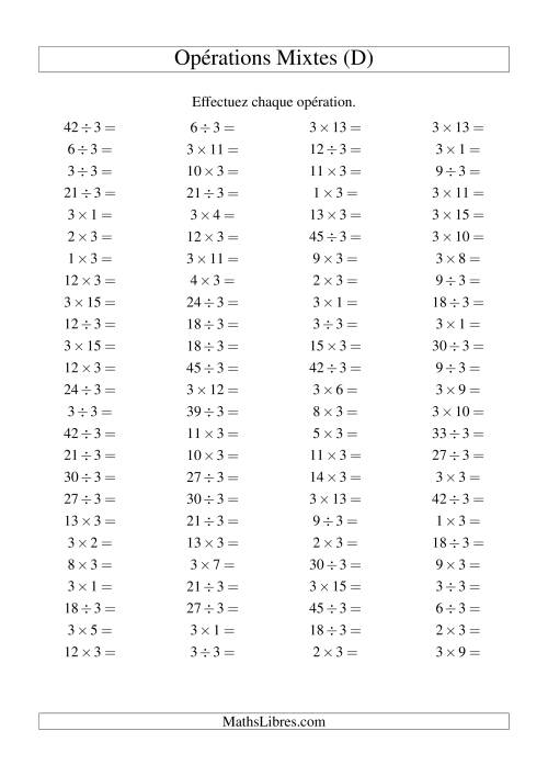 Multiplication et division -- Règles de 3 (variation 1 à 15) (D)