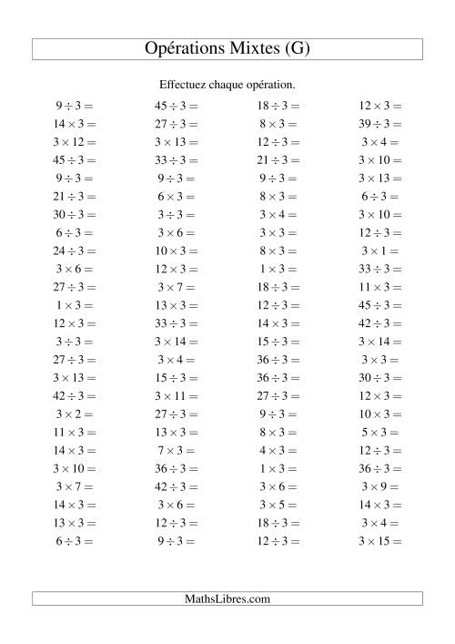 Multiplication et division -- Règles de 3 (variation 1 à 15) (G)