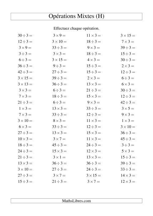 Multiplication et division -- Règles de 3 (variation 1 à 15) (H)