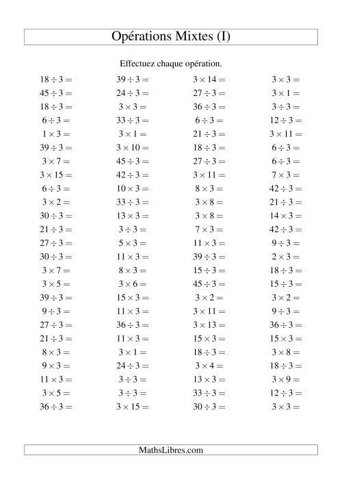 Multiplication et division -- Règles de 3 (variation 1 à 15) (I)