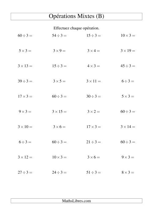 Multiplication et division -- Règles de 3 (variation 1 à 20) (B)