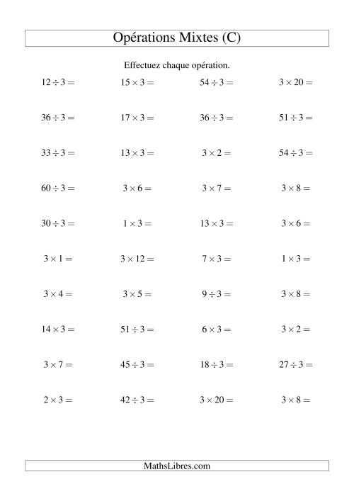 Multiplication et division -- Règles de 3 (variation 1 à 20) (C)