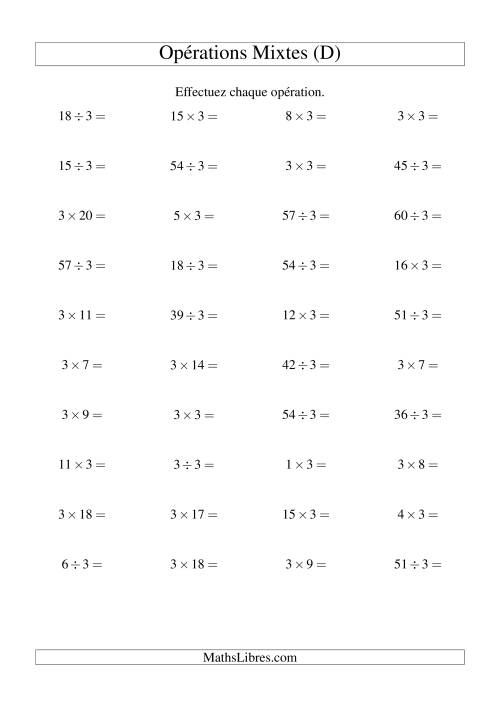 Multiplication et division -- Règles de 3 (variation 1 à 20) (D)