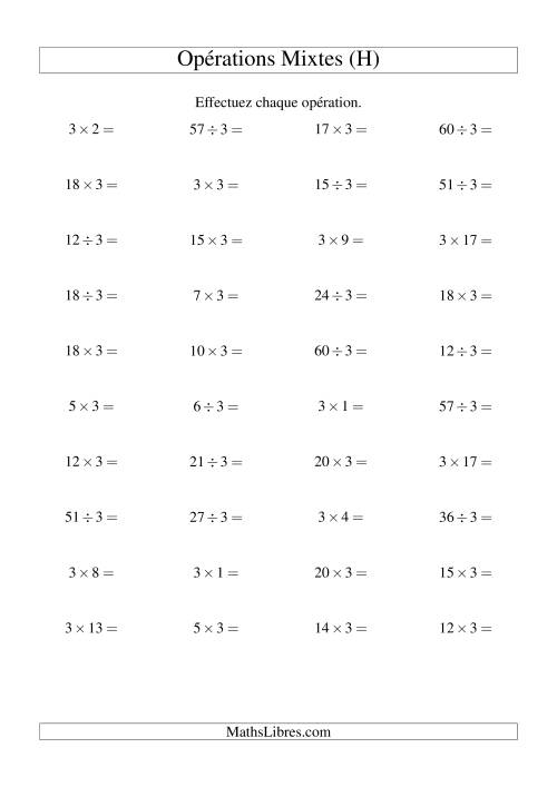 Multiplication et division -- Règles de 3 (variation 1 à 20) (H)