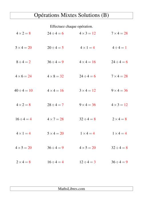 Multiplication et division -- Règles de 4 (variation 1 à 10) (B) page 2