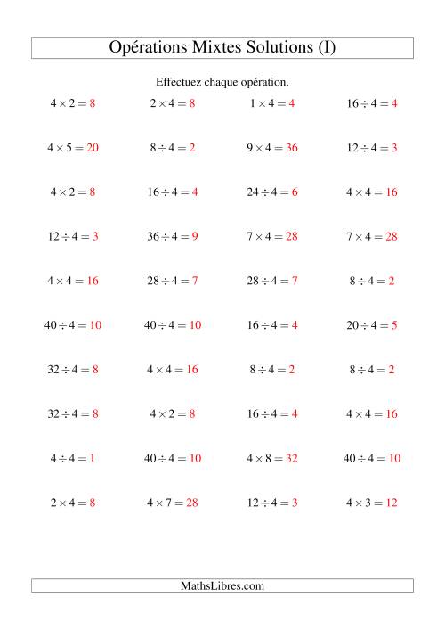 Multiplication et division -- Règles de 4 (variation 1 à 10) (I) page 2
