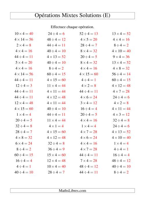 Multiplication et division -- Règles de 4 (variation 1 à 15) (E) page 2