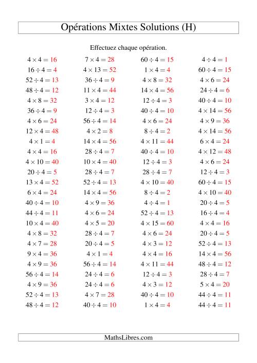 Multiplication et division -- Règles de 4 (variation 1 à 15) (H) page 2
