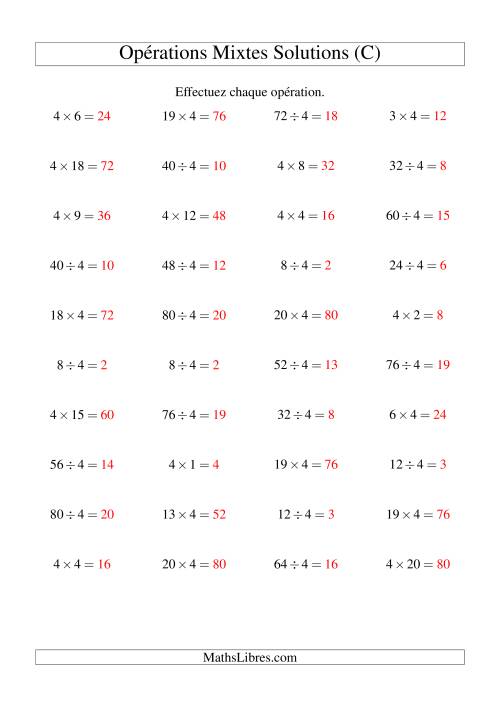 Multiplication et division -- Règles de 4 (variation 1 à 20) (C) page 2