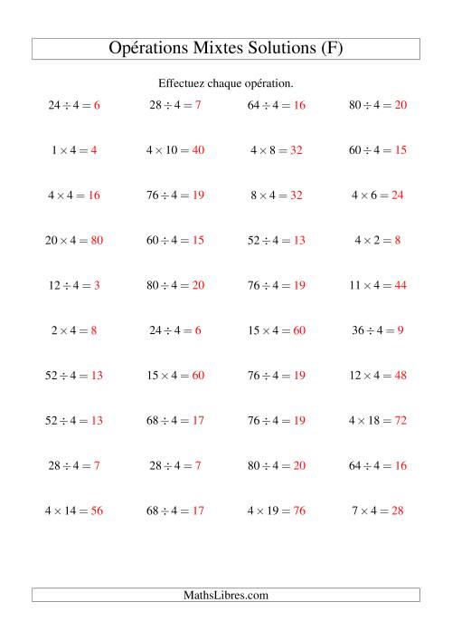 Multiplication et division -- Règles de 4 (variation 1 à 20) (F) page 2