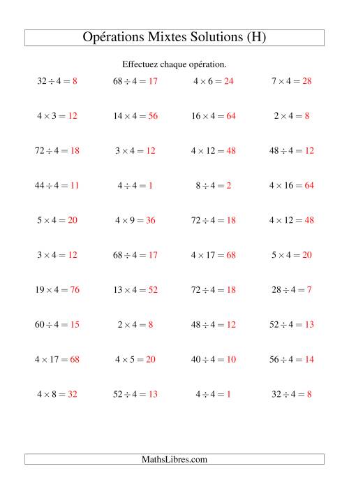 Multiplication et division -- Règles de 4 (variation 1 à 20) (H) page 2