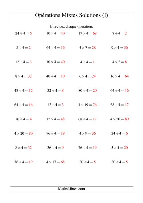 Multiplication et division -- Règles de 4 (variation 1 à 20) (I) page 2