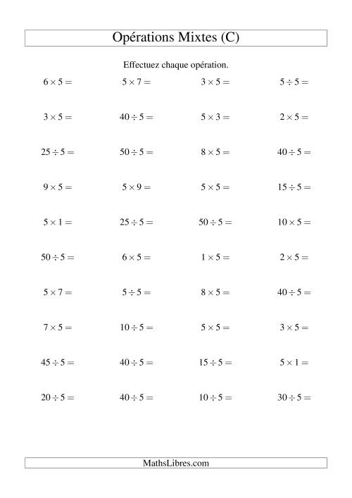 Multiplication et division -- Règles de 5 (variation 1 à 10) (C)