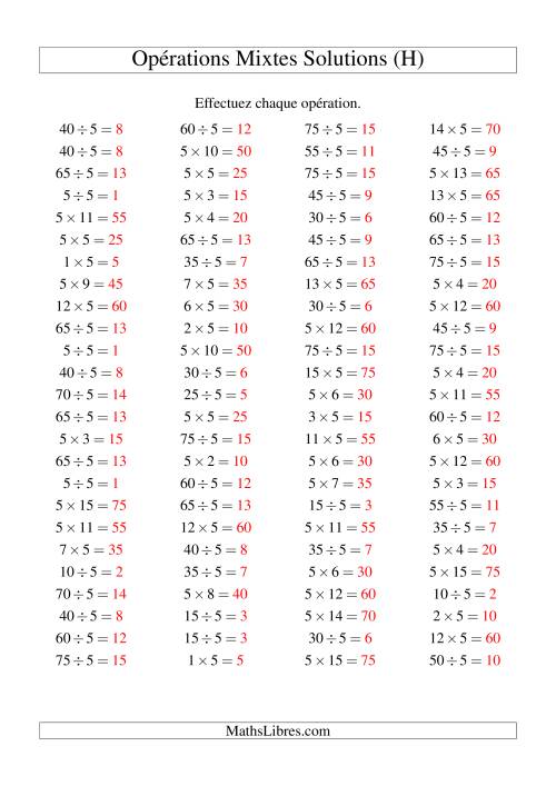 Multiplication et division -- Règles de 5 (variation 1 à 15) (H) page 2