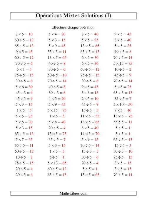 Multiplication et division -- Règles de 5 (variation 1 à 15) (J) page 2