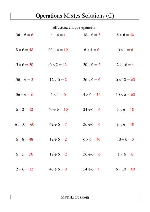 Multiplication et division -- Règles de 6 (variation 1 à 10) (C) page 2