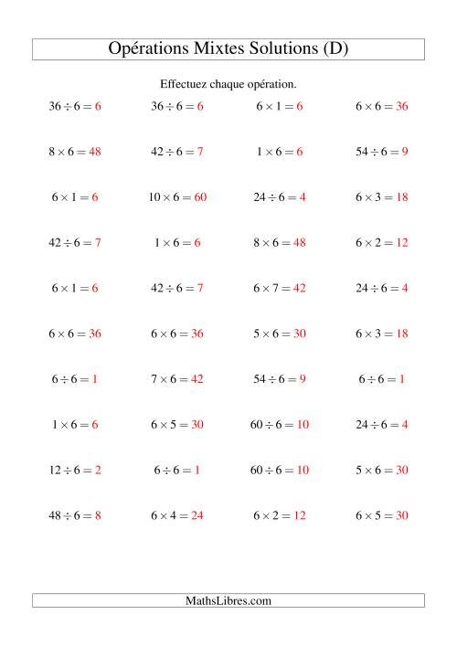 Multiplication et division -- Règles de 6 (variation 1 à 10) (D) page 2