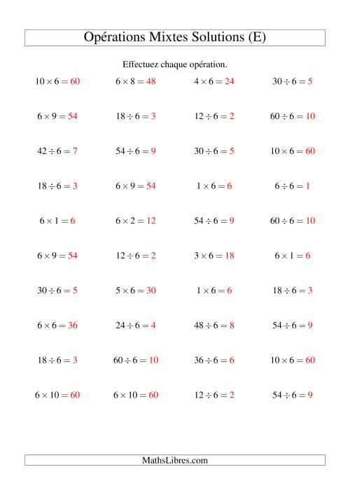 Multiplication et division -- Règles de 6 (variation 1 à 10) (E) page 2