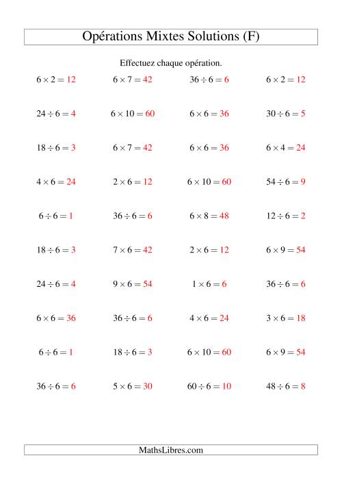 Multiplication et division -- Règles de 6 (variation 1 à 10) (F) page 2