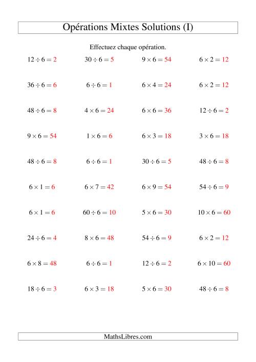 Multiplication et division -- Règles de 6 (variation 1 à 10) (I) page 2