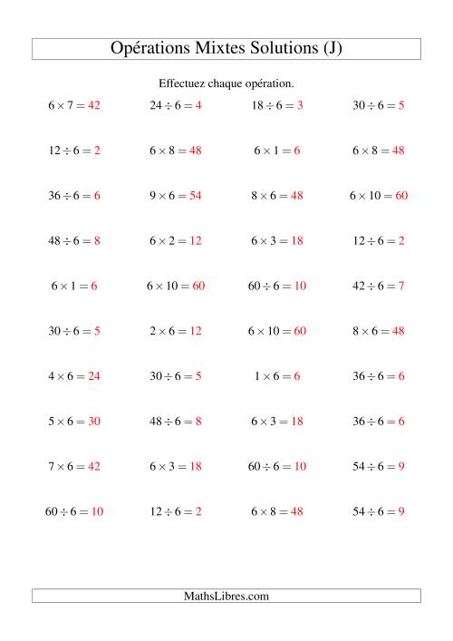 Multiplication et division -- Règles de 6 (variation 1 à 10) (J) page 2