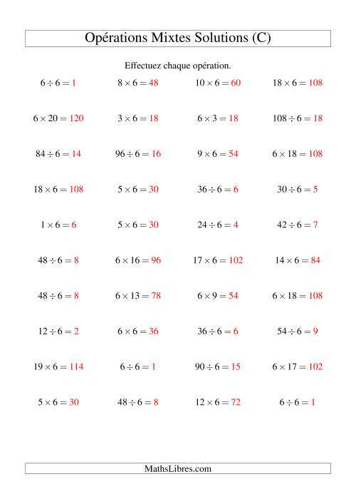 Multiplication et division -- Règles de 6 (variation 1 à 20) (C) page 2