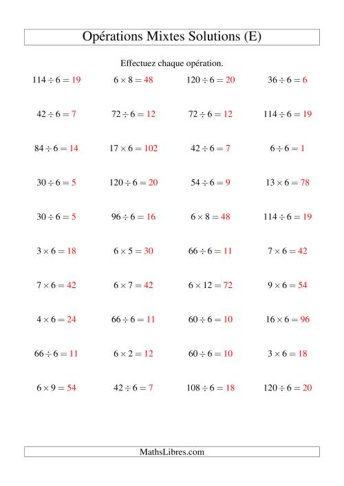 Multiplication et division -- Règles de 6 (variation 1 à 20) (E) page 2