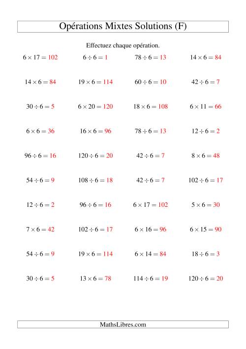 Multiplication et division -- Règles de 6 (variation 1 à 20) (F) page 2
