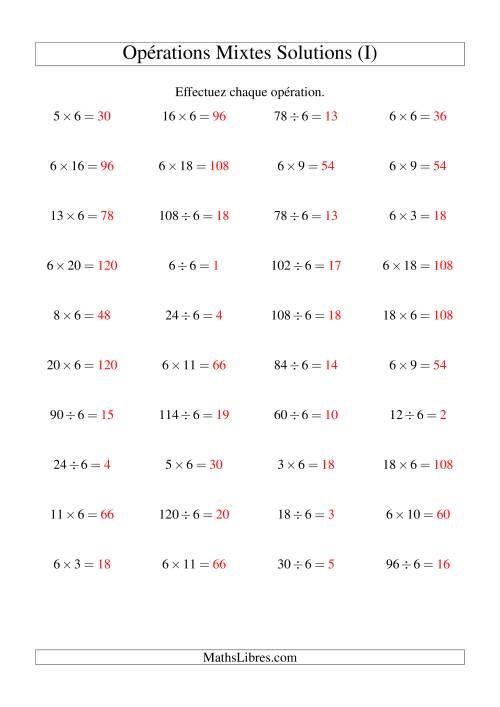 Multiplication et division -- Règles de 6 (variation 1 à 20) (I) page 2