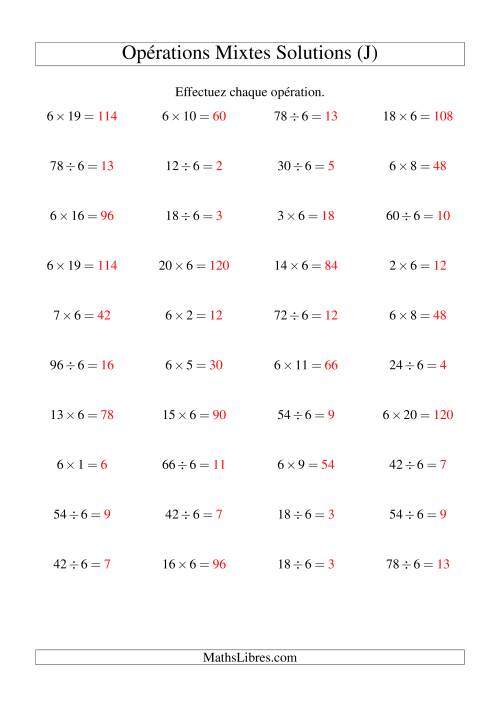 Multiplication et division -- Règles de 6 (variation 1 à 20) (J) page 2