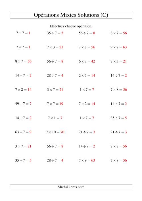 Multiplication et division -- Règles de 7 (variation 1 à 10) (C) page 2