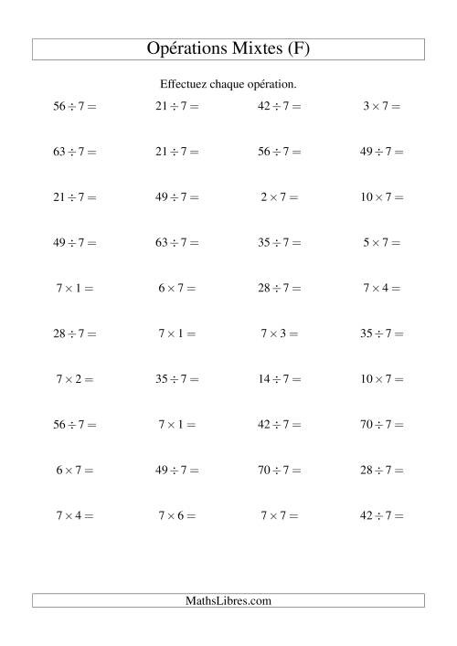 Multiplication et division -- Règles de 7 (variation 1 à 10) (F)