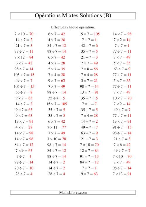 Multiplication et division -- Règles de 7 (variation 1 à 15) (B) page 2