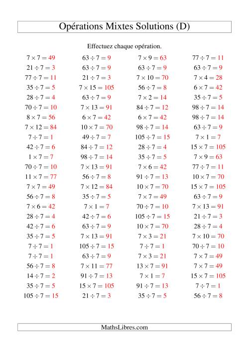 Multiplication et division -- Règles de 7 (variation 1 à 15) (D) page 2
