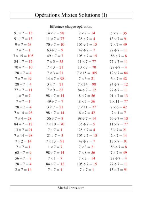 Multiplication et division -- Règles de 7 (variation 1 à 15) (I) page 2