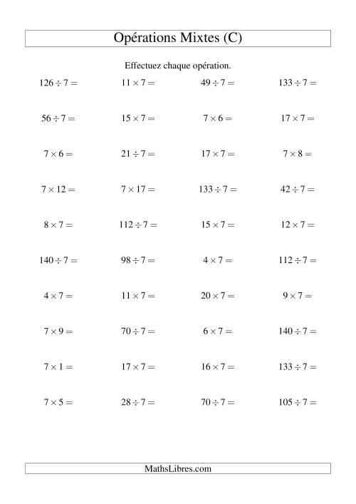 Multiplication et division -- Règles de 7 (variation 1 à 20) (C)