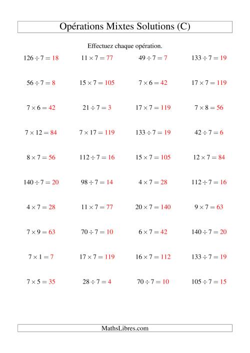 Multiplication et division -- Règles de 7 (variation 1 à 20) (C) page 2