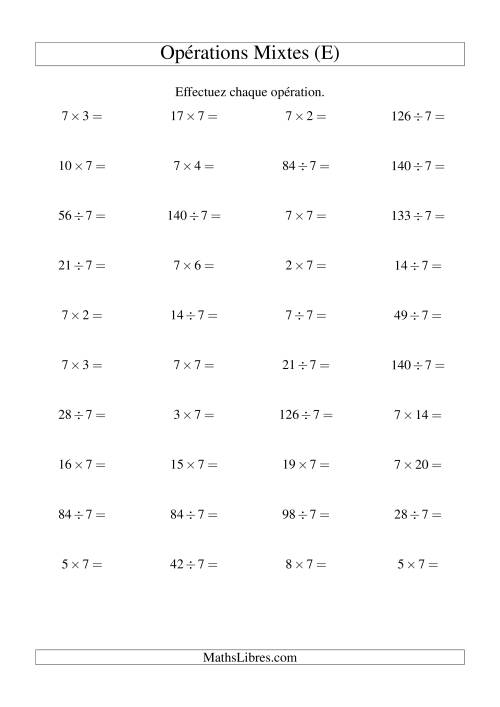 Multiplication et division -- Règles de 7 (variation 1 à 20) (E)