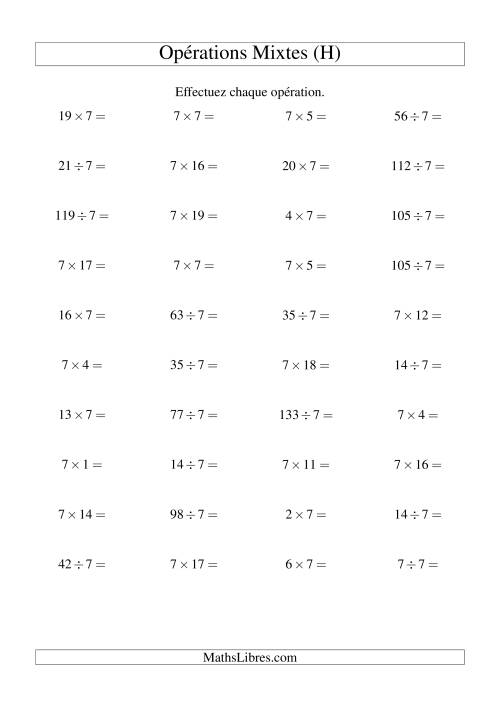 Multiplication et division -- Règles de 7 (variation 1 à 20) (H)