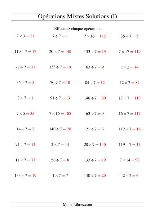 Multiplication et division -- Règles de 7 (variation 1 à 20) (I) page 2