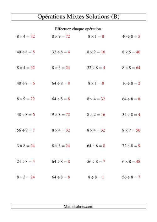 Multiplication et division -- Règles de 8 (variation 1 à 10) (B) page 2