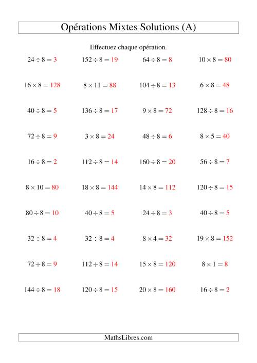 Multiplication et division -- Règles de 8 (variation 1 à 20) (A) page 2